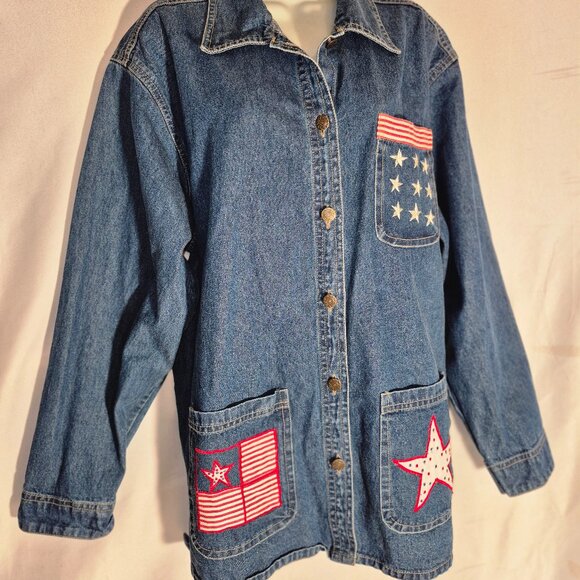Michelle Louise Vintage Denim Jacket w/ embroidery in size XL - Picture 9 of 16